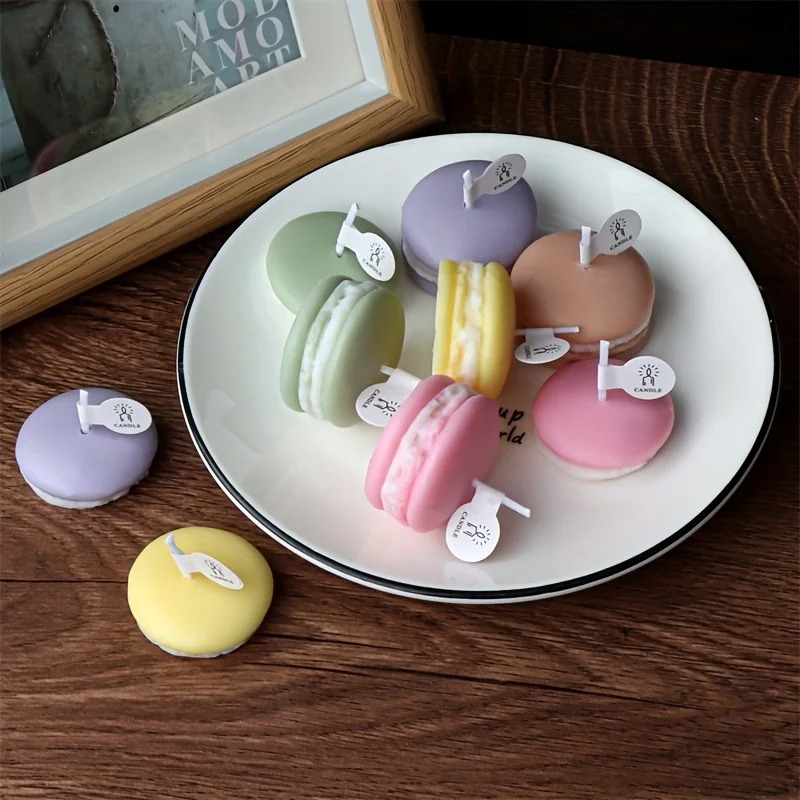 Soy Wax - Bougies réalistes en forme de Macaron,